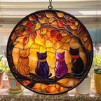 Cats and Autumn Mosaic Style Acrylic Suncatcher - Image 4
