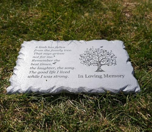 11.8 inches Long Tree of Life Song Polyresin Memorial Garden Stone, Memorial Stones for Loved Ones Outside, Memorial plaques, Sympathy Gifts for Loss of Loved one, Memorial Gifts (Grey Tree) - Image 7