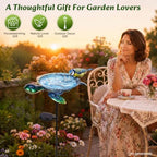 MUMTOP Outdoor Bird Bath Solar Birdbath Garden Turtle Bowl with Metal Stake - Image 5