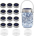 VOOKRY 12 Pack Solar Mason Jar Lights, 30 LED Mason Jar Lids Waterproof Firefly Fairy String Lights with 12 Hangers(No Jars), for Outdoor Patio Garden Yard Lawn Party Wedding Decoration - Cool White by VOOKRY