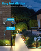 SUNVIE 12-Pack Low Voltage Pathway Lights Wired with Spotlights LED Outdoor Landscape Lighting Kit for Path, Garden, Yard, Patio, Cast-Aluminum, IP65 Waterproof, 12-24V AC/DC, 3000K Warm White, Black - Image 5
