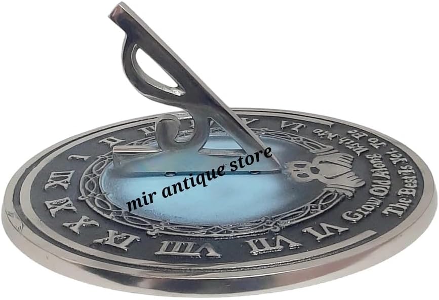 10" Brass Sundial Clock – Grow Old with Me Garden Timepiece – Antique Finish with Roman Numerals – Elegant Outdoor Decor for Garden, Patio & Yard - Image 3