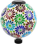 SAVENNA Mosaic Solar Gazing Ball 10 Inch,Glass Garden Globe with Auto On/Off for Yard, Lawn & Outdoor Decor,Multi-Color by SAVENNA