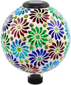 SAVENNA Mosaic Solar Gazing Ball 10 Inch,Glass Garden Globe with Auto On/Off for Yard, Lawn & Outdoor Decor,Multi-Color by SAVENNA