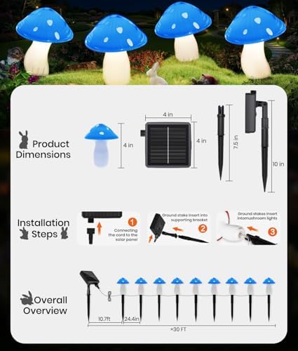 ALFIOT Garden Lighting Solar Powered, 9 Pack, 8 Modes, Warm White, IP65 - Image 6