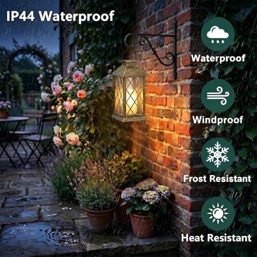 Yowin 2 Pack 9" Solar Lanterns Outdoor Waterproof with Flickering Candle - Image 6