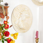 Sungmor White Cast Iron Wall Decor,Oval-shaped Classical Lady Relief Plaque - Image 4