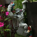 Great Gargoyle Gnome Massacre Fence Hanger - Polyresin Outdoor Wall Décor - Detailed Hanging Statue – Gnome with Gothic Climbing Grotesque Gargoyle for Patio, Porch, Fence, Garden - Image 4