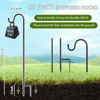 20 Pcs 24 Inch Shepherd Hook for Outdoor Adjustable Bird Feeder Pole - Image 3