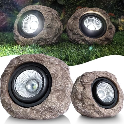 Candieslife Solar Rock Lights Outdoor Garden Waterproof - Super Bright LED Solar Spotlights, Solar Powered Landscape Path Decorative Garden Stone Lights for Pathway, Walkway, Yard, Patio (2 Pack) by Candieslife