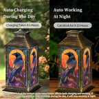 Solar Lantern Somber Raven Gnarled Branch Sunset Stained Glass Design Outdoor Waterproof Garden Hanging Lantern Solar Powered Lighting Outside Table Lamp for Patio Deck Camping 1 Pack - Image 3
