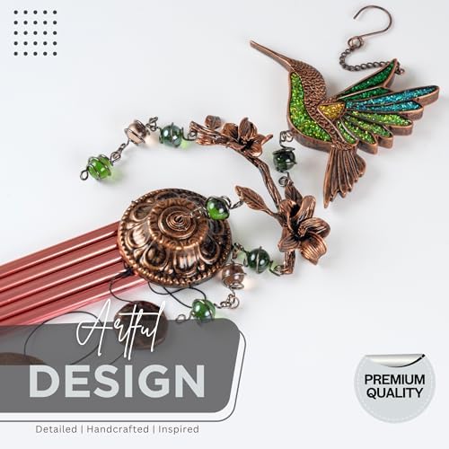 Wind Chimes for Outside, Wind Chimes Outdoor Clearance, Soothing Tones, Hummingbird Wind Chime, Memorial, Sympathy Gift, Patio, Porch, Home Décor, Modern, Art Décor, Bronze (32" Hummingbird) - Image 5