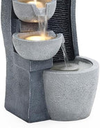 LuxenHome 26" Modern Cascading Water Fountain Outdoor with LED Lights - Image 3