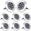 LYHOPE Solar Ground Lights Outdoor, 8 Pack 8 LED Solar Disk Lights Waterproof Garden In-ground Pathway Light Landscape Lighting for Lawn,Yard,Deck,Patio,Walkway (White) by LYHOPE