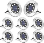 LYHOPE Solar Ground Lights Outdoor, 8 Pack 8 LED Solar Disk Lights Waterproof Garden In-ground Pathway Light Landscape Lighting for Lawn,Yard,Deck,Patio,Walkway (White) by LYHOPE