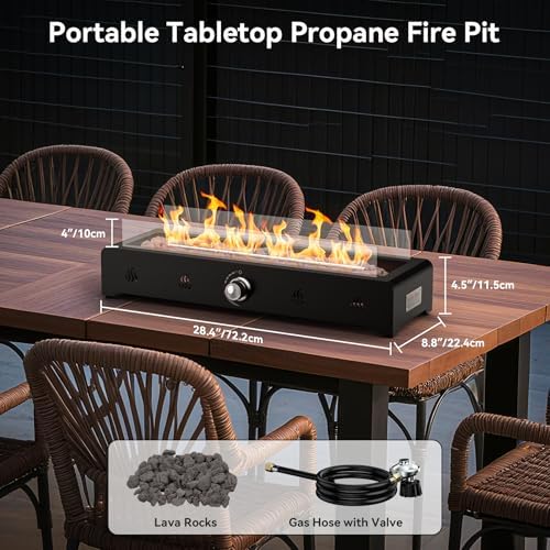 Onlyfire 28'' Outdoor Tabletop Fire Pit Propane Gas Bottom-mounted Firepit - Image 2
