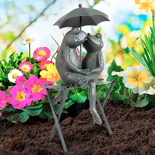 Pure Garden Resin Whimsical Frog Couple Statue, Bronze, 8" x 6.25" x 14.5" - Image 4