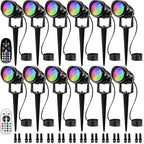 SUNVIE RGB Low Voltage Landscape Lights Color Changing 12Pcs with Connector by SUNVIE