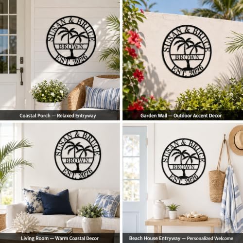 Custom Metal Sign with Palm Tree, Personalized Metal Sign, Outdoor Palm Tree Signs, Custom Coconut Tree Wall Art - Image 6