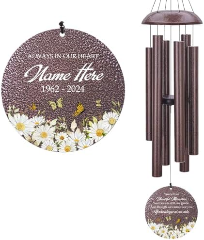 Personalized Daisy Butterfly Memorial Wind Chimes Outdoor by ExtrabilyOfficial
