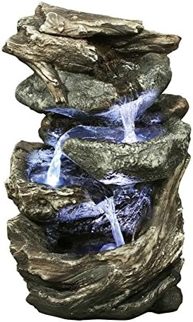 Hi-Line Gift Ltd Log and Stone Waterfall Fountain with LED Light by HI-LINEGIFTLTD