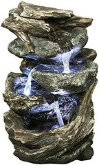 Hi-Line Gift Ltd Log and Stone Waterfall Fountain with LED Light by HI-LINEGIFTLTD