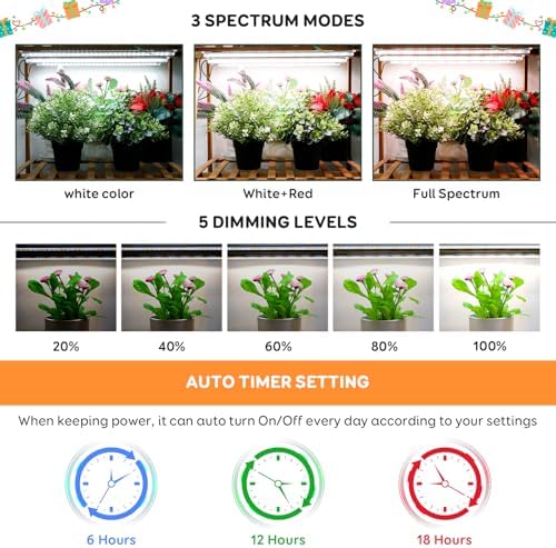 SDOVUERC 16'' 6 Bars Grow Light Strips for Indoor Shelves Plants Growing. - Image 4
