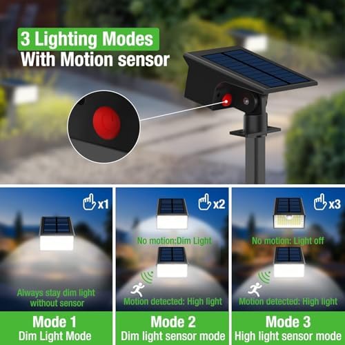 nipify 6 Pack 62 LED Solar Spot Lights Outdoor Motion Sensor with 3 Modes - Image 2