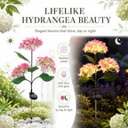 Fairy Hydrangea Solar Lights Outdoor Waterproof, 4Pcs Solar Flowers Outdoor Garden Realistic Artificial Flower Stake LED Garden Decor for Pathway Patio Yard Lawn (Pink (4Pcs)) - Image 2