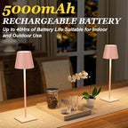 Kakanuo Pink Cordless Rechargeable Table Lamp 5000mAh Battery Operated Lamps, 3 Colors Stepless Dimming Touch Lamp for Living Room, Kitchen Counter, Dining, Outdoor Patio, 2 Pack - Image 3