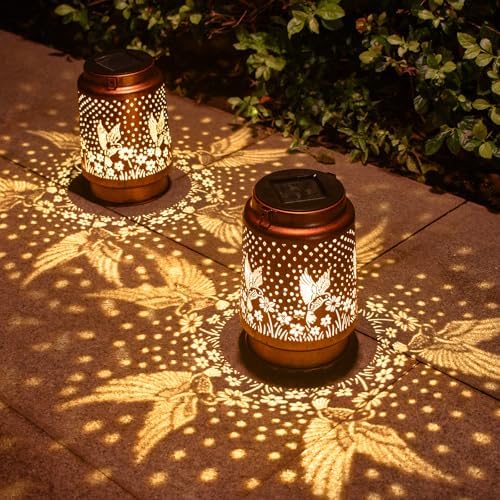 DIBIEECN Birthday Gifts for Women, Solar Lanterns, Hummingbird, 2 Pack by DIBIEECN