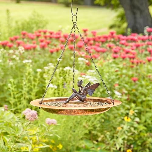 Good Directions Hanging Fired Copper Bird Bath with Fairy for Outside Backyard, Outdoor, Patio, Garden, Birdbath Gift for Bird Lovers Watchers, Large 18" Copper - Image 3