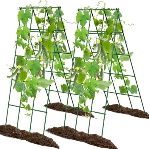 No Assembly Required Cucumber Trellis,2 Pack Trellis for Cucumbers,Outdoor Raised Bed Climbing Plant Support,A-Frame Garden Frame,Used for Vegetables,peas,Tomatoes,Squash,Melon and Fruit Frame by Unknown
