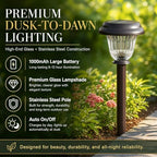 DERAYSION Solar Pathway Lights Outdoor Metal Glass Solar Lights Outdoor - Image 3