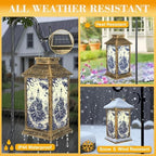 Solar Lantern Outdoor Waterproof Blue Deep Sea Toile Lighthouse Sailing Ships Octopus Whale Seagulls Garden Decor LED Solar Lights Hanging/Tabletop Lamp Gifts for Women Mom for Outside Yard Patio - Image 3