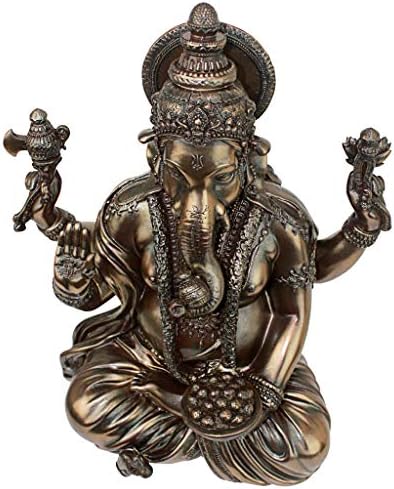 Design Toscano Sitting Ganesha Hindu Elephant Man Indian-Style Statue Figurine, 8 inches wide, 11 inches tall, Cast Stone Resin, Bronze Finish - Image 6