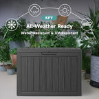 45 Gallon Waterproof Resin Deck Box, UV Resistant Outdoor Storage for Garden, Patio, Porch, Delivery, Striped Black - Image 4