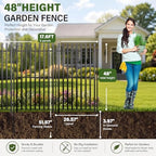 No Dig Decorative Garden Fence, 48in(H)×17.6ft(L), 8 Panels with Gate - Image 2