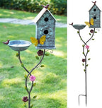 57" H Metal Bird Bath Bowl and Bird House 2-in-1 Design for Outdoors, Garden Yard Decor by MNRYLKB