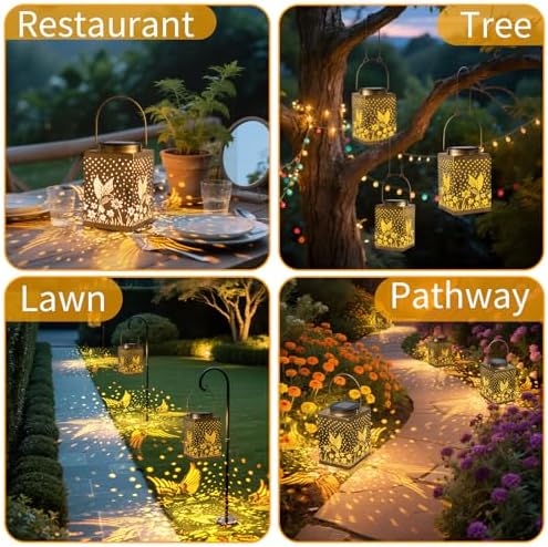 2 Pack Bronze Solar Lights Outdoor Waterproof Decorative - Gifts for Women Mom Grandma, Hummingbird Garden Decor for Yard, Patio,Backyard, Porch , Garden (Hummingbird) - Image 6