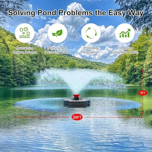 Pond Fountain Aerator,Pond Aerator,with Dynamic LED RGB Lighting Adjustable Modes, Digital Timer | 1 HP 15,000 GPH, 750W 110V, 100FT Cord - for Large Ponds, Lakes & Outdoor Water Features - Image 2