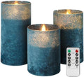 Pillar Candles Battery Operated with Timer, Coastal Candles for Blue Decor by LetCOVEGEdecoryourhome