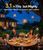 KOOPER Hanging Solar Lanterns Outdoor Waterproof, 4 Pack Flickering Solar Powered Tea Lights, Rust Iron Ball Candle Holder Hanging Solar Lights for Backyard Garden Patio Yard Fence Tree Decoration - Image 3