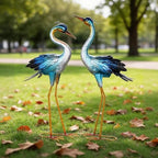 Shorayn Metal Crane Garden Statue, Garden Sculptures & Statues, Crane Ornaments Yard Art for Backyard Patio Lawn Decorations (Blue) - Image 3