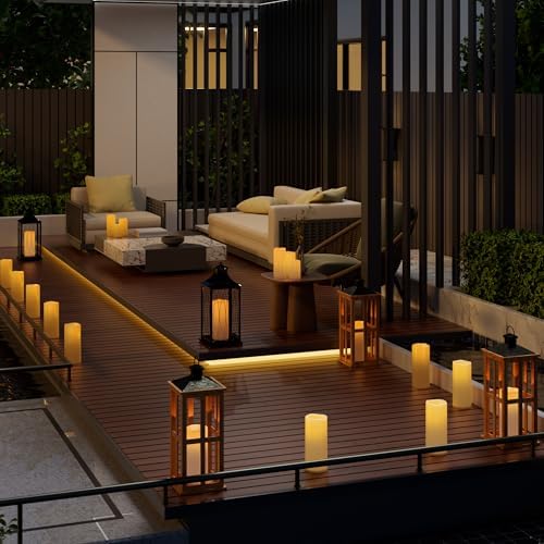 6" 8" 10" x 4" Ivory Large Waterproof Outdoor Flameless Candles Battery Operated LED Flickering Pillar Candles with Remote and Timer for Indoor Outdoor Lanterns, Long Lasting, Set of 3 - Image 2
