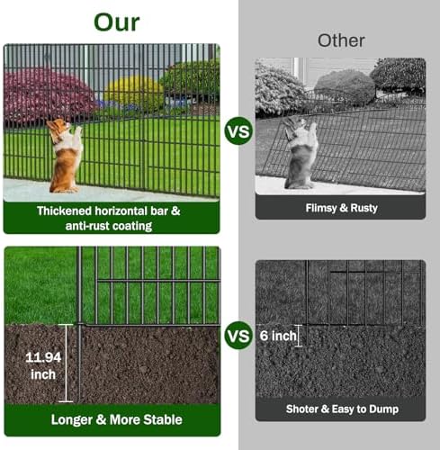 10 Panel No Dig Decorative Garden Fence 48" H x 22.6'L Outdoor Dog Barrier - Image 3