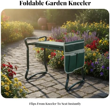 Heavy Duty Garden Kneeling Stool | Garden Kneeler with Tool Pouch, Compact, for Gardening, Planting, Large Cloth Bag - Image 6