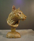 Hand Sculpted Cast Bronze Collection Sculpture Fine Art Wildlife Panter, Cougar, Mountain Lion Bust (Finish Shale, Sandstone & Bronze) by Unknown