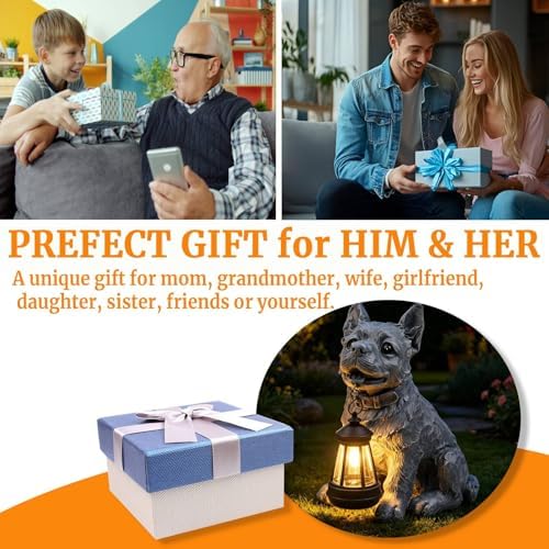 10.2" Garden Dog Statue Figurine Decor with Solar Light - Image 4