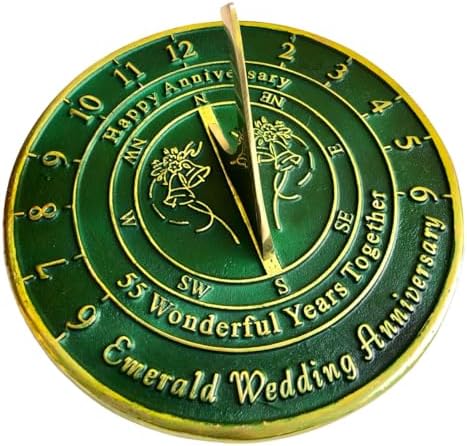 55th Emerald Wedding Anniversary Sundial Gift for Him or Her, Husband or Wife, Parents, Grand Parents, Couples to Celebrate Anniversary Unique Gift Her Parents Or Couples 55 Year Celebration by NauticalMart